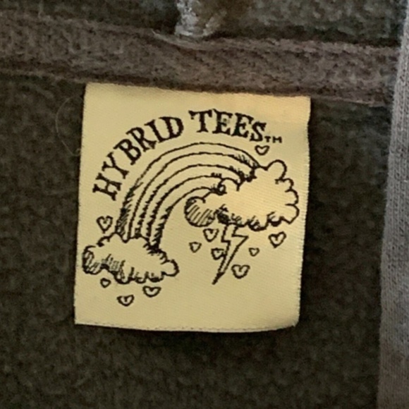 Hybrid Tees Peace Please Gray Hoodie Sweatshirt Sz M Pink White Graphic #247H - Picture 6 of 6